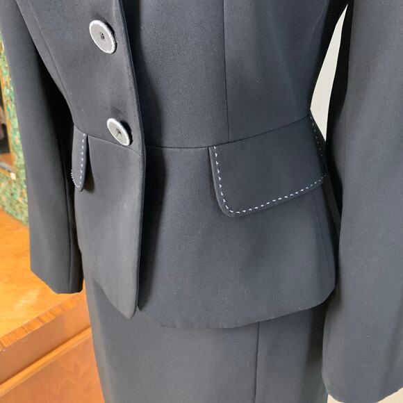Tahari ASL Petite Sz 4P 2-Piece Skirt Suit w/ Blazer Jacket Black Office Career - Picture 5 of 11